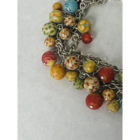 Viva Beads Handmade Silver Chain Beaded Bracelet Blue Red Gren Orange - Picture 3 of 6